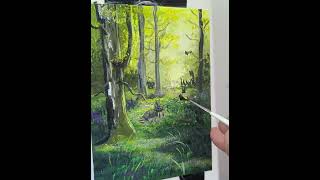 Pintura de paisaje de conejos  Un tutorial para aprender a pintar  Pintura Relajante [upl. by Earej]