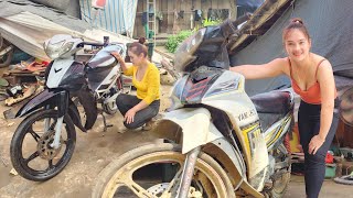 Genius girl Repair and restore the entire YAMAHA Srius 110cc motorbike frame  Girl Mechanic [upl. by Minor600]