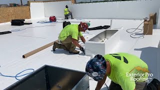 Commercial Roof Installation Process  Chipotle  Fully Adhered membrane [upl. by Atinehc]