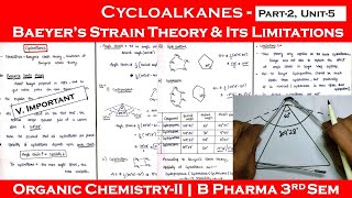 cycloalkanes  baeyer strain theory in cycloalkanes  limitation of baeyer strain theory  Part2 [upl. by Pietrek]