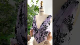 Making a corset v neck floral lavender midi dress creative dress promdress fashion sewing [upl. by Horn]