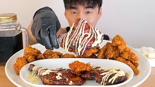 BBQ치킨 신메뉴  비비큐 허니버터갈릭스치킨  자메이카 통다리 치킨 ASMR 먹방  Chicken Mukbang [upl. by Hildick]