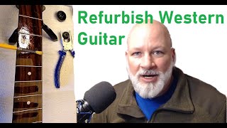 Used Cort Dreadnought Guitar Refurbish – Camping Companion Makeover [upl. by Nymzaj]