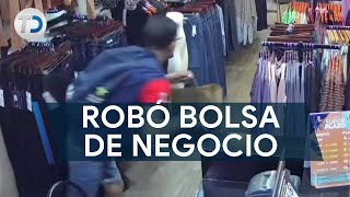 Captan a hombre robando bolsa en negocio lo tomó de la caja [upl. by Lubeck592]