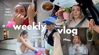 weekly vlog laser tattoo removal opening up strawberry matcha starting pilates lets hang out [upl. by Alac883]