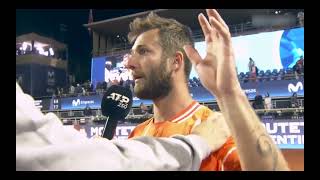 Corentin Moutet speaks to the Chileans after win against Jarry at 2024 Chile Open [upl. by Ier263]