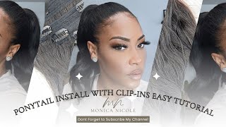 HAIR TUTORIAL  Clip in Extensions High Pony Tail [upl. by Leorsiy194]