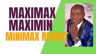 MaximaxMaximinMinimax regret Decision Making Payoff table [upl. by Anitsrhc]