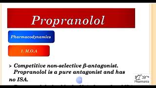 Propranolol  Mechanism of action  session6  advanced Betablockers course [upl. by Lebna5]