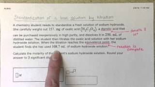 ALEKS Objective 7 Standardization of a Base by Titration [upl. by Sitelc138]