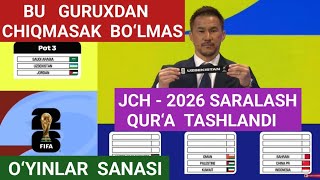 Jahon chempionati 2026 saralashi uchinchi bosqichiga qur‘a tashlandi O‘yinlarimiz taqvimi [upl. by Ahsircal]