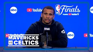 NBA Finals Game 4 Celtics coach Joe Mazzulla takes media questions during pregame press conference [upl. by Emmalee518]