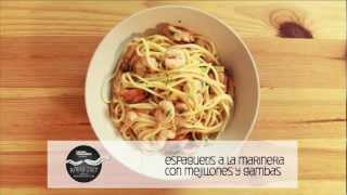 EROSKI CONSUMER  Receta de Espaguetis a la marinera con mejillones y gambas [upl. by Seldon]