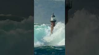 Lighthouse vs Giant Waves – Can It Survive lighthouse bigwaves ocean [upl. by Jareen665]