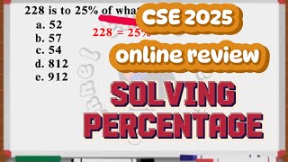 Civil Service Exam Reviewer 2025  Solving Percentage [upl. by Rayham]