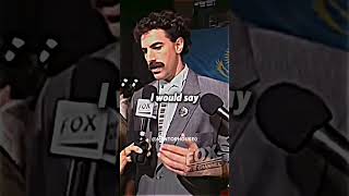 Borat gets interviewed by female interviewer 😂 alphamale automobile mentalhealthcare funny [upl. by Aiclef110]