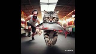 Ai Cat Running With Fish [upl. by Nojid]