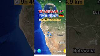 Windhoek to Frankfurt flight Route flightpath train travelmap flightroute automobile airroute [upl. by Howie]