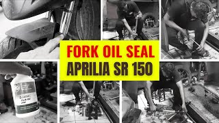 Fork Oil Seal Leakage Solved of APRILIA SR 150 at Authorized Service Centre apriliasr150 aprilia [upl. by Yessej]