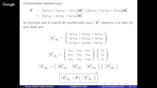 Matriz de coordenadas y Matriz de transición para R3 [upl. by Yelsehc]