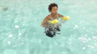 Aqua Aerobics Exercise Deep water pool noodle moves with Marietta Mehanni [upl. by Ynnaej278]