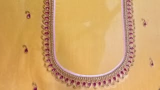 Aari work simple blouse design Diwali festival aari work simple design for beginners [upl. by Anissej]