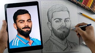 How To Draw Virat Kohli Drawing  Step By Step Outline Tutorial [upl. by Kandy462]