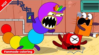 RUN Hungry Worm NB 7  Numberblocks Fanmade Coloring Story [upl. by Lehpar]