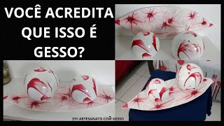 ARTESANATO FÁCIL BANDEJA DE GESSO COM ESFERAS PINTADA COM LINHA decoraçãoartesanato [upl. by Dorene]