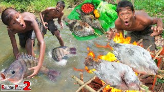 Primitive Technology Eating Fish Show  Cocking Best Recipe [upl. by Farrica]