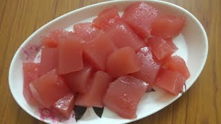 Watermelon jelly without gelatin or agar agar  Fruit jelly  watermelon dessert [upl. by Ojahtnamas]