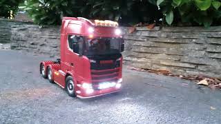 Tamiya Scania 770s 6x4 V8 Start Up And Test [upl. by Yrrem]