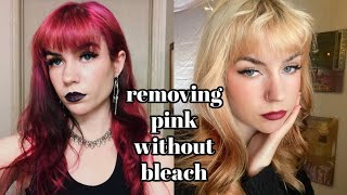 REMOVING PINK HAIR DYE WITHOUT BLEACH [upl. by Aliahs]