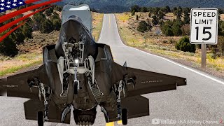 高速道路から戦闘機がテイクオフ！【ステルス機F35B】道幅15mの狭さに挑め！海兵隊 [upl. by Anayek]