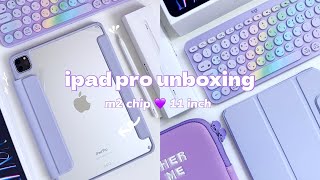 ✨️ m2 ipad pro 11quot silver unboxing 📦 apple pencil 2  accessories [upl. by Llerrej]