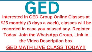 GED Math Live Class Today 1st April 2024 [upl. by Eelyak]