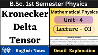 Kronecker Delta Tensor  BSc 1st Semester Physics  Unit4  L03  Introduction to Tensors [upl. by Neleb]