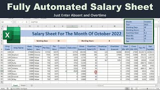 Fully Automated Salary Sheet in excel  Employee Salary Sheet [upl. by Chuipek630]