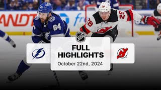 Lightning at Devils  October 22 2024  NHL Full Game Highlights [upl. by Landon943]