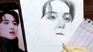 Speed Drawing of BTS Jungkook Shading tutorial [upl. by Jona13]