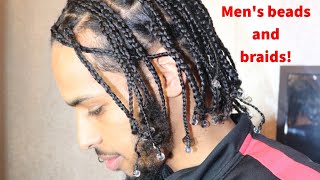 Mens braids with beads on 3B natural hair [upl. by Patnode]