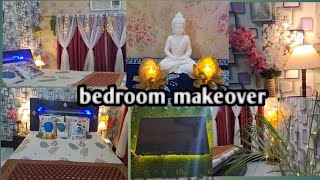 middle class bedroom makeover।। room decoration Indian bedroom makeover very low budget 😍😍 [upl. by Atsuj]