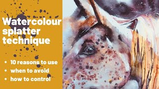 Watercolour splatter technique  10 times to use it 3 methods AND how to stop it going everywhere [upl. by Milt]