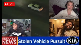 🔴LIVE  Kai Cenat QTCinderella amp EsfandTV watch Kia Boys Police Pursuit in LA w LAOCtv Pursuit [upl. by Yolanda]