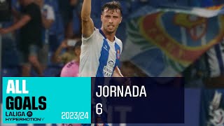 Todos los goles de la jornada 6 de LALIGA Hypermotion 20232024 [upl. by Nyltiak]