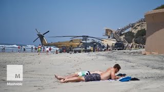 Marines biggest helicopter makes emergency landing in the middle of a beach  Mashable [upl. by Mariann]