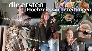 DER TERMIN steht Location bridesmaids boxen amp Einladungen  die ersten Hochzeitsvorbereitungen [upl. by Demmahom]