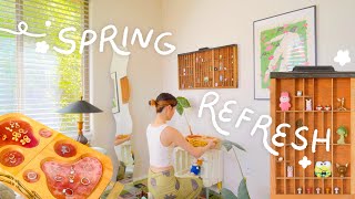 Spring Reset 🌱 cleaning bedroom DIY thrifted decor self care decluttering clothes [upl. by Jammie936]