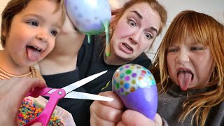 MAKiNG SQUiSHiES with ADLEY Whats inside our homemade squishy toys Family Craft n Backyard Fort [upl. by Norrehs984]