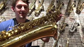 Play Testing a Buescher Big B Baritone Saxophone JL Woodwinds NYC [upl. by Nonaihr]